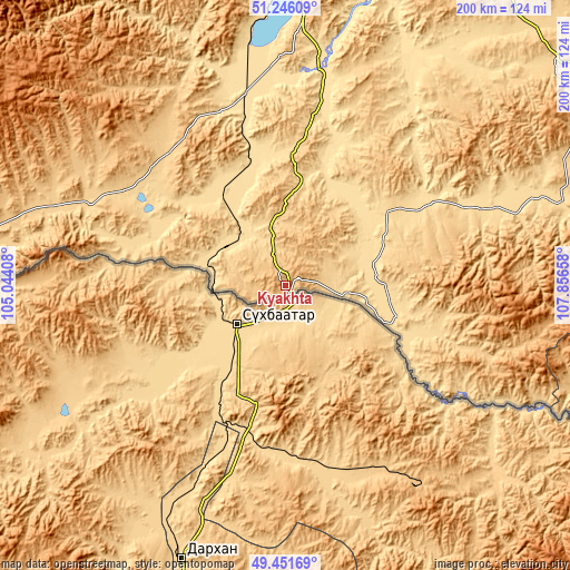 Topographic map of Kyakhta