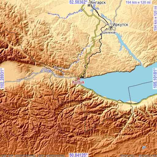 Topographic map of Kultuk