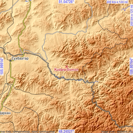 Topographic map of Kudara-Somon