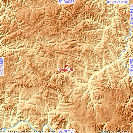 Topographic map of Kropotkin