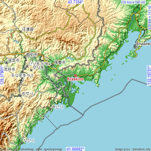 Topographic map of Kraskino