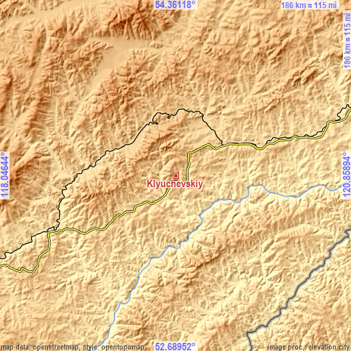 Topographic map of Klyuchevskiy