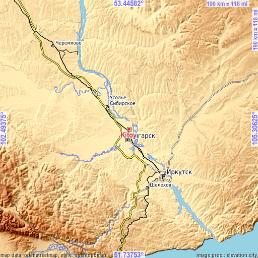 Topographic map of Kitoy