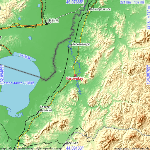 Topographic map of Kirovskiy