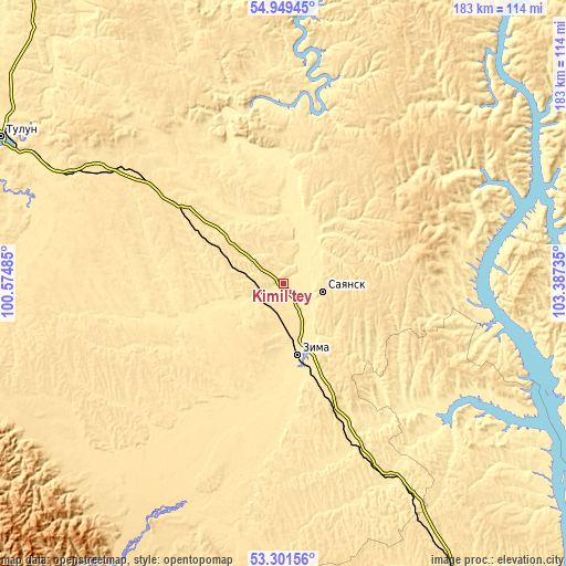 Topographic map of Kimil’tey