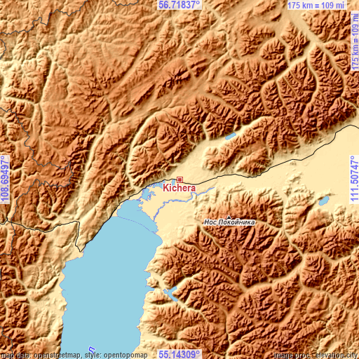 Topographic map of Kichera