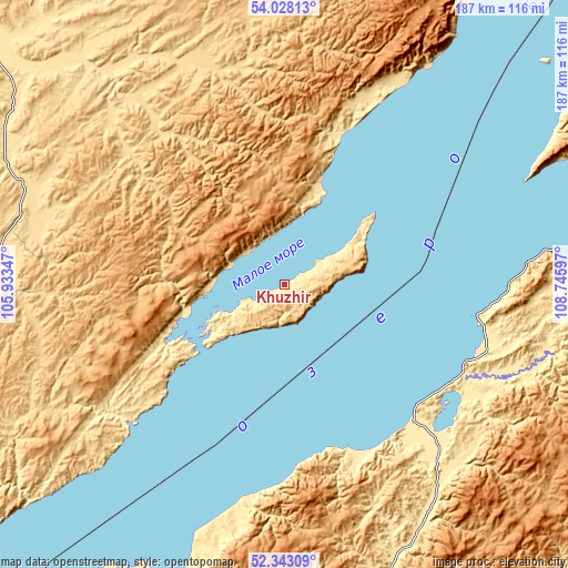 Topographic map of Khuzhir