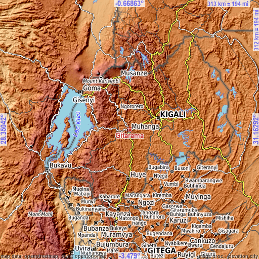 Topographic map of Gitarama