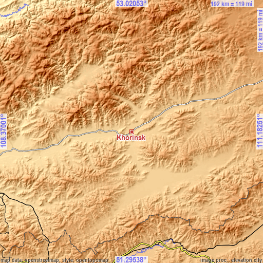 Topographic map of Khorinsk