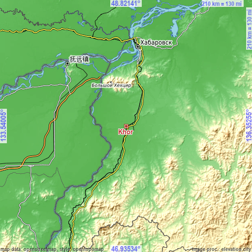 Topographic map of Khor