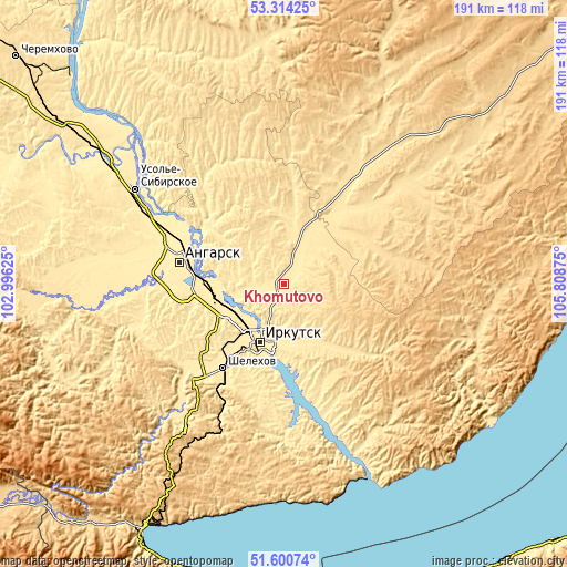 Topographic map of Khomutovo