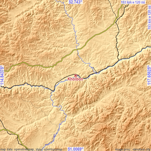 Topographic map of Kholbon