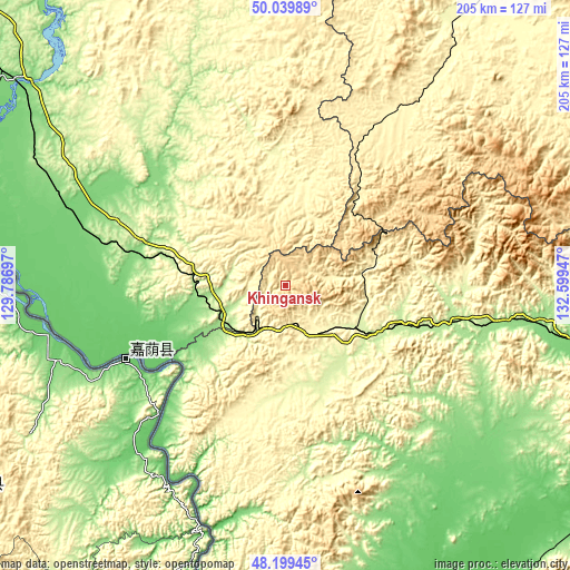 Topographic map of Khingansk