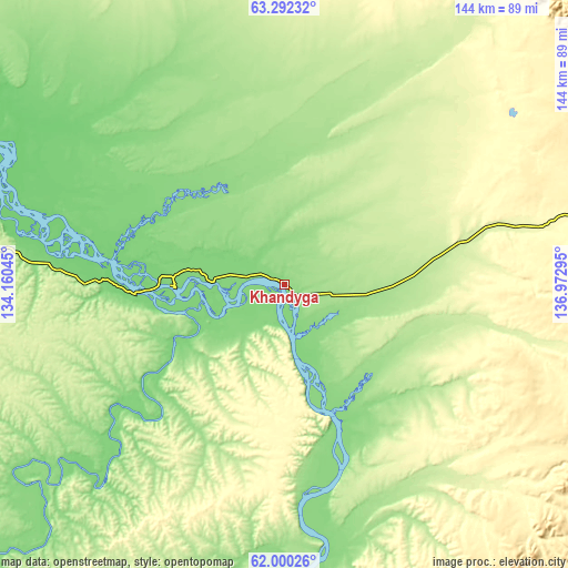 Topographic map of Khandyga