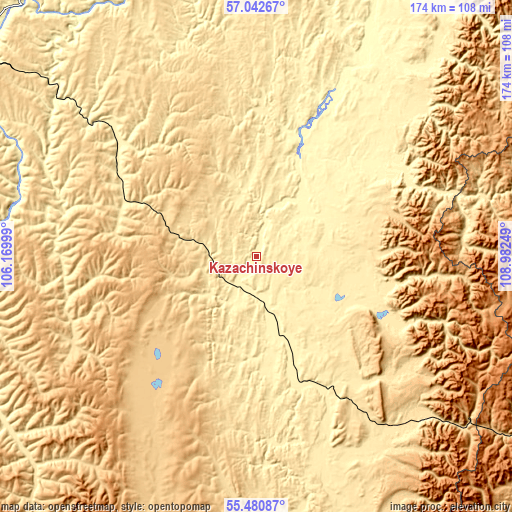 Topographic map of Kazachinskoye