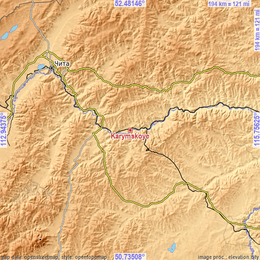 Topographic map of Karymskoye