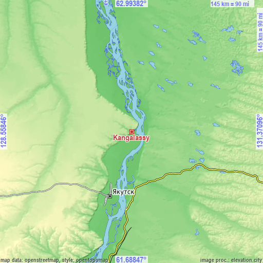 Topographic map of Kangalassy
