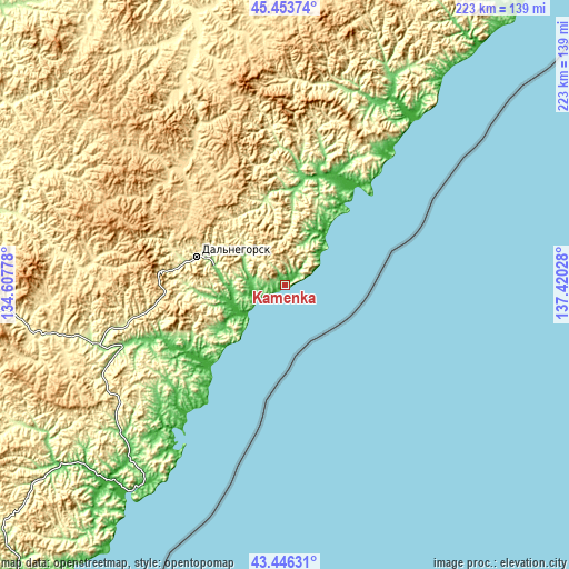 Topographic map of Kamenka