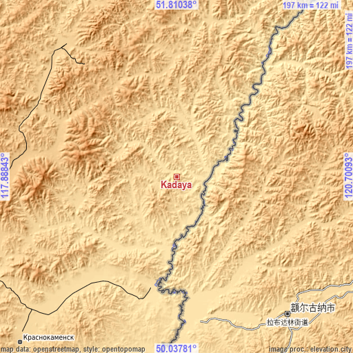 Topographic map of Kadaya