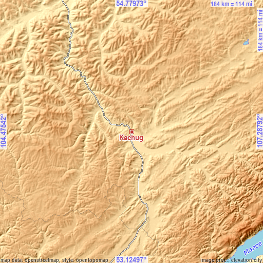 Topographic map of Kachug