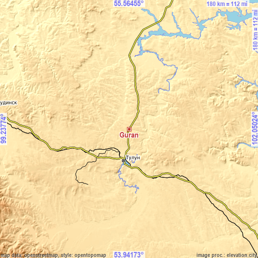 Topographic map of Guran