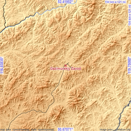 Topographic map of Gazimurskiy Zavod