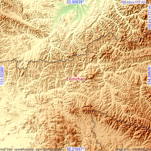 Topographic map of Ekimchan