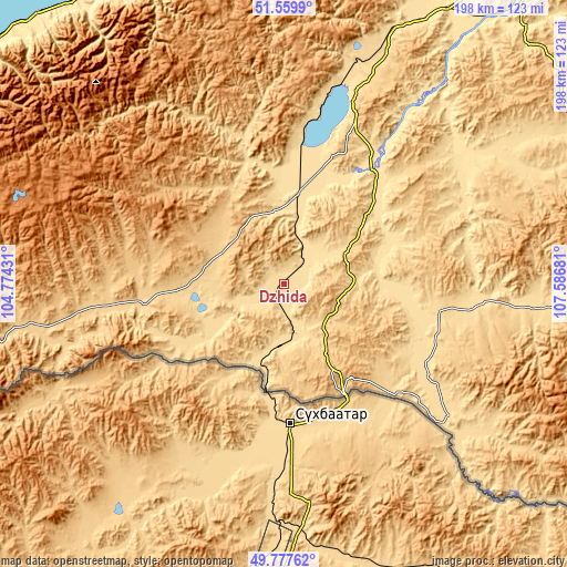 Topographic map of Dzhida