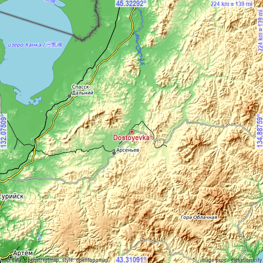 Topographic map of Dostoyevka