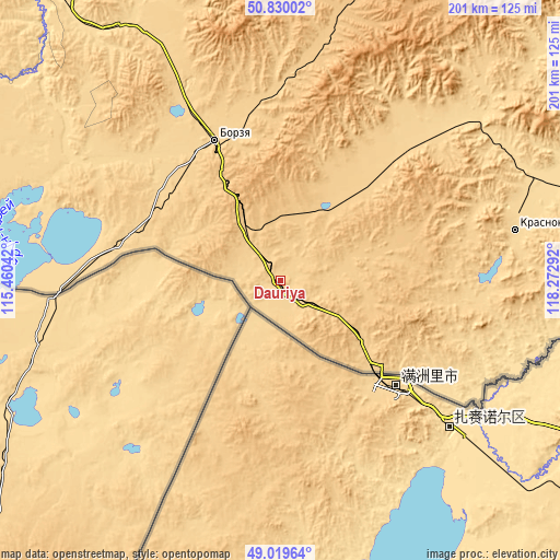 Topographic map of Dauriya