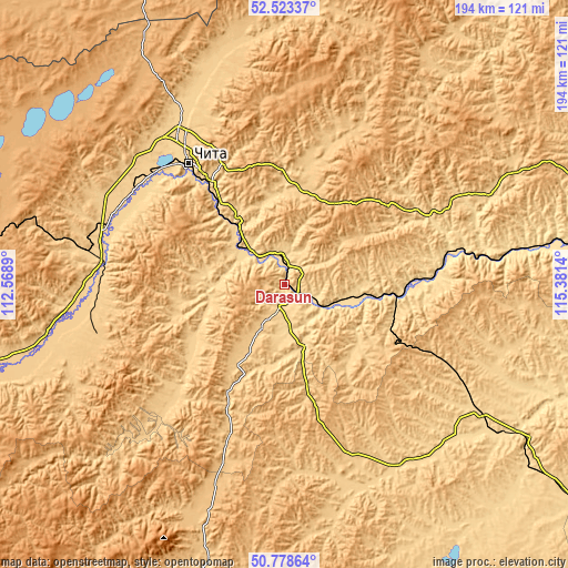Topographic map of Darasun