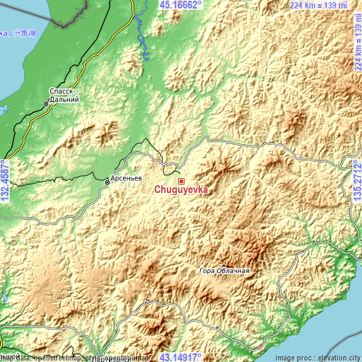 Topographic map of Chuguyevka