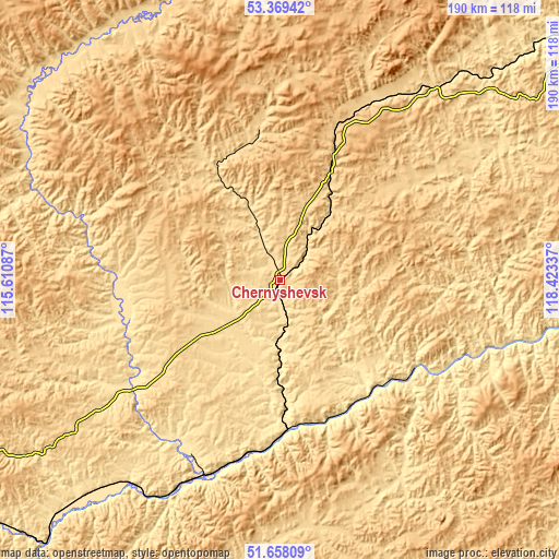 Topographic map of Chernyshevsk