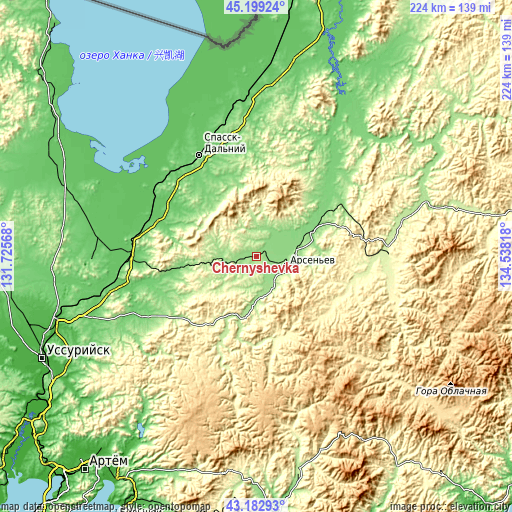 Topographic map of Chernyshëvka