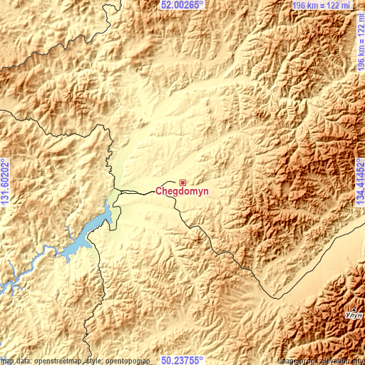 Topographic map of Chegdomyn