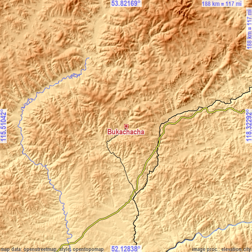 Topographic map of Bukachacha