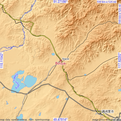 Topographic map of Borzya