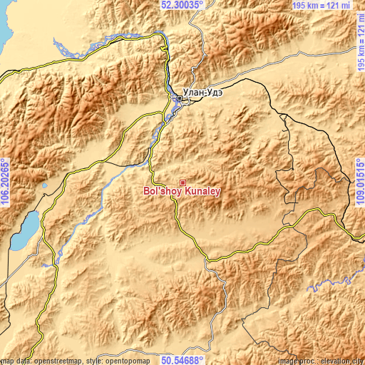 Topographic map of Bol’shoy Kunaley