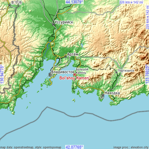Topographic map of Bol’shoy Kamen’
