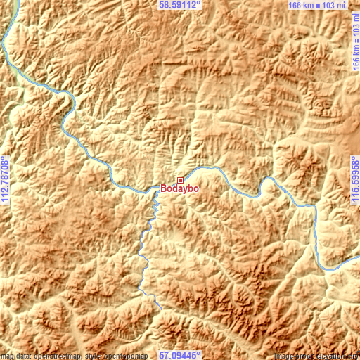 Topographic map of Bodaybo