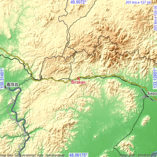 Topographic map of Birakan