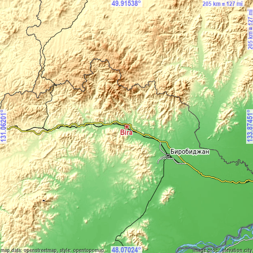 Topographic map of Bira