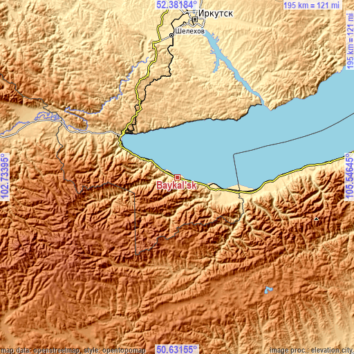 Topographic map of Baykal’sk