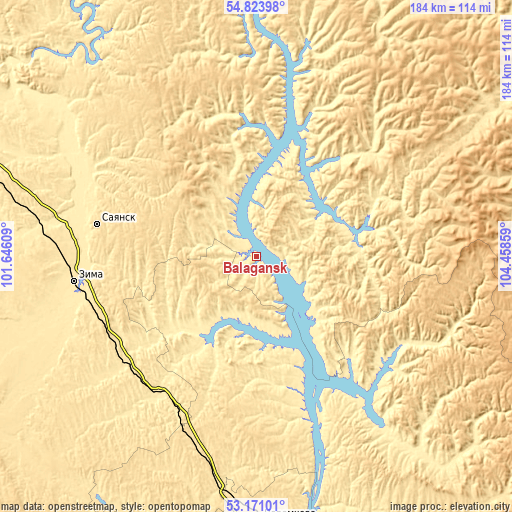 Topographic map of Balagansk