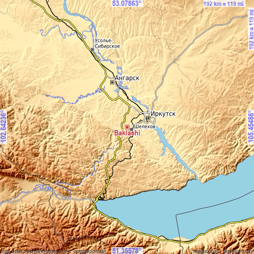 Topographic map of Baklashi