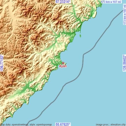 Topographic map of Ayan