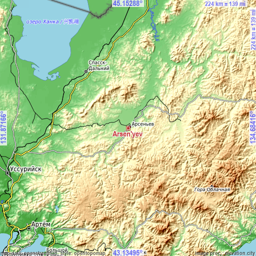 Topographic map of Arsen’yev