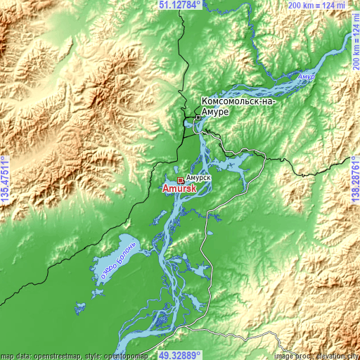 Topographic map of Amursk