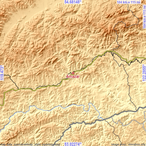 Topographic map of Amazar