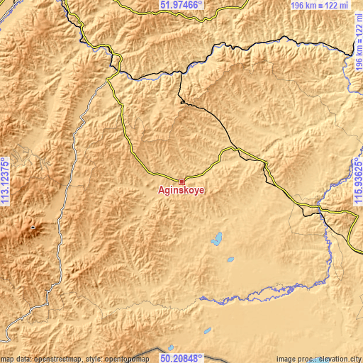 Topographic map of Aginskoye